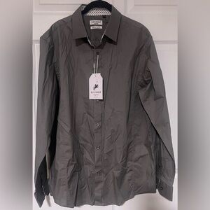 Men's Gray Alex Vando Cotton Stretch Long Sleeved Button Down